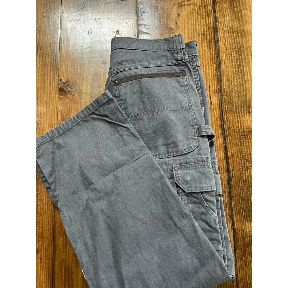 Wrangler Workwear Mens Grey Ripstop Cargo Pants 32x30 10WMWR1GR Paint Splatter